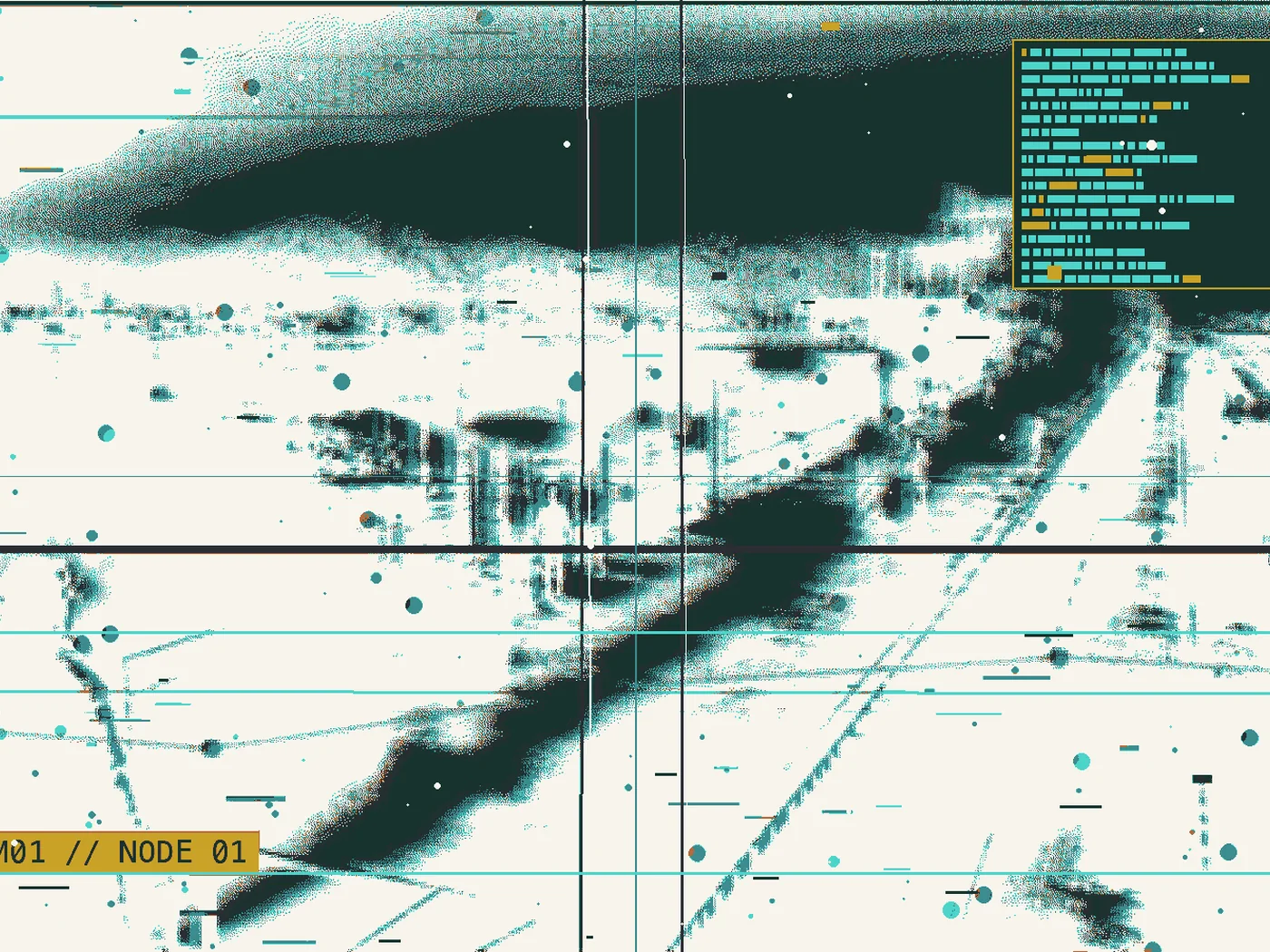Korvu campaign artwork showing an obscured operational city and ledger system